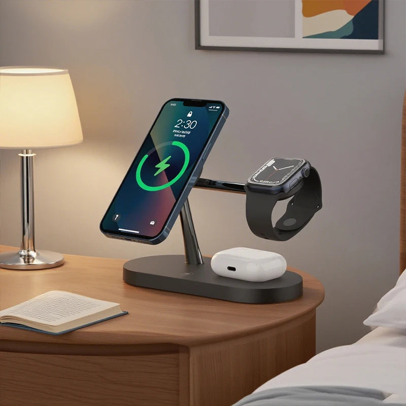 3-in-1 Magnetic Wireless Charging Stand for Apple