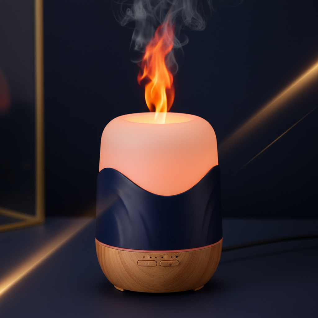 Diffuseur d'Huiles Essentielles avec Effet Flamme LED